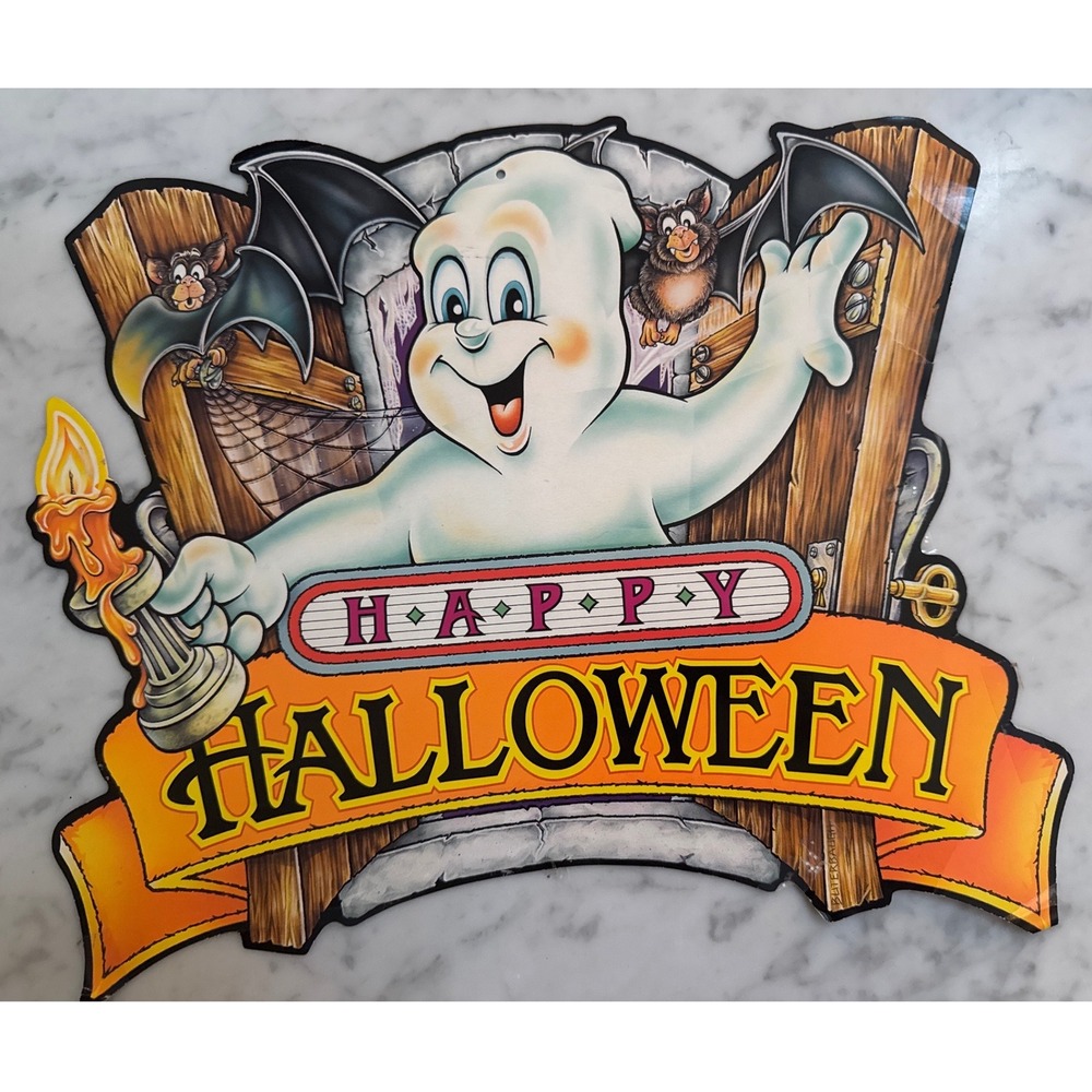 Vintage 1997 Beistle Halloween Ghost Bat Die Cut Wall Decor Butterbaugh USA